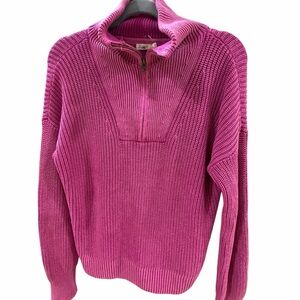 Faherty Sunwasg Mariner Organic cotton Quarter Zip Pink Small